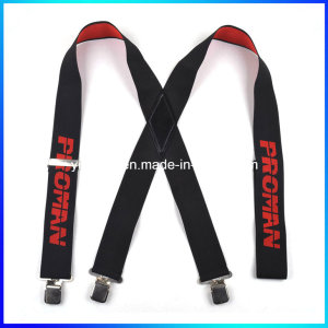 Personalized Logo Stamped X Shape Leather Fittings Elastic Suspender