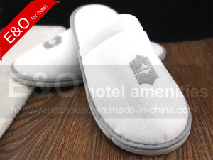 Velvet Velour Slippers with Embroidery Logo Design